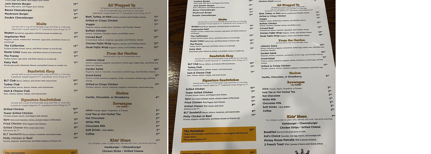 ClockTower Cafe Menu