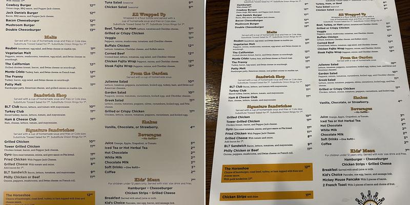 ClockTower Cafe Menu