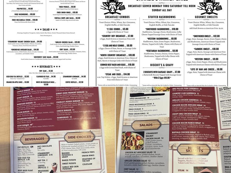 Charlie's Family Grill of Hart Menu
