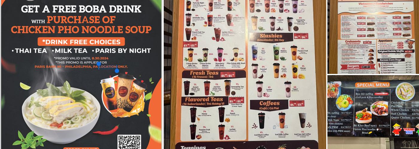 Paris Bánh Mì Philadelphia PA Menu