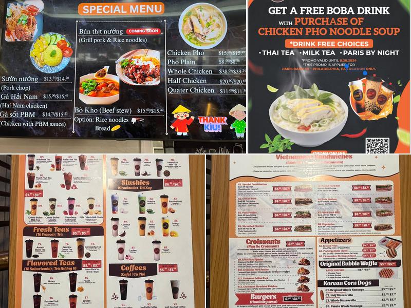 Paris Bánh Mì Philadelphia PA Menu