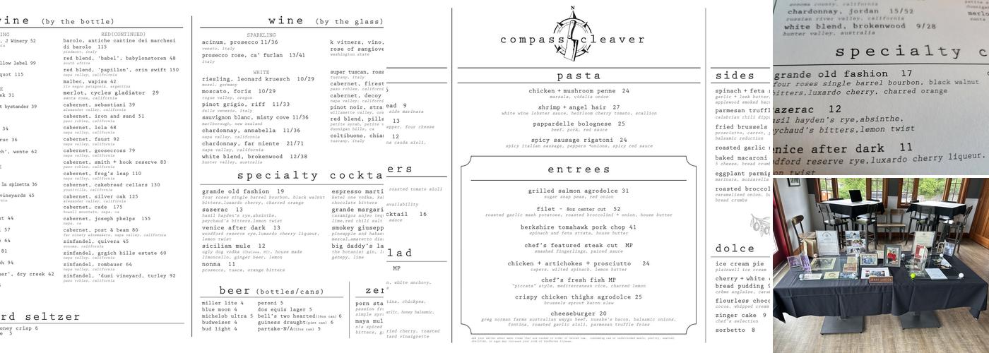 compass + cleaver Menu