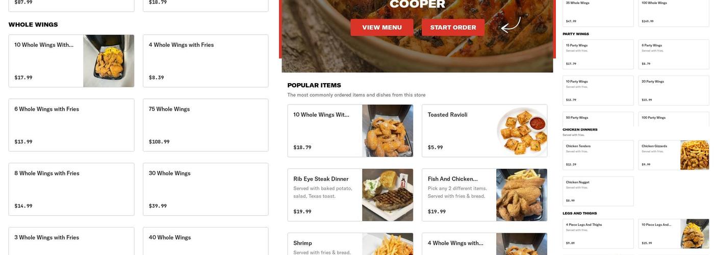 Texas Fish Chicken Grill S cooper Menu