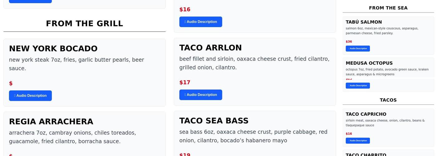 BOCADO Menu