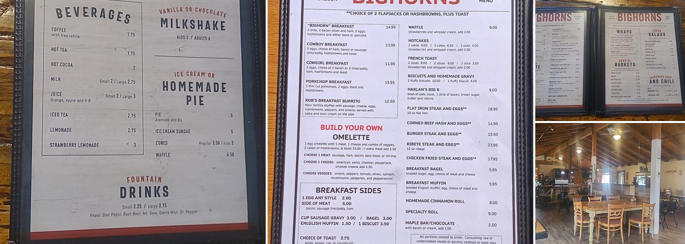 Big Horns of Elgin Menu