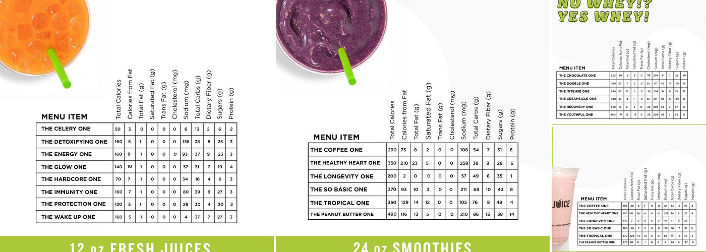 Clean Juice Menu