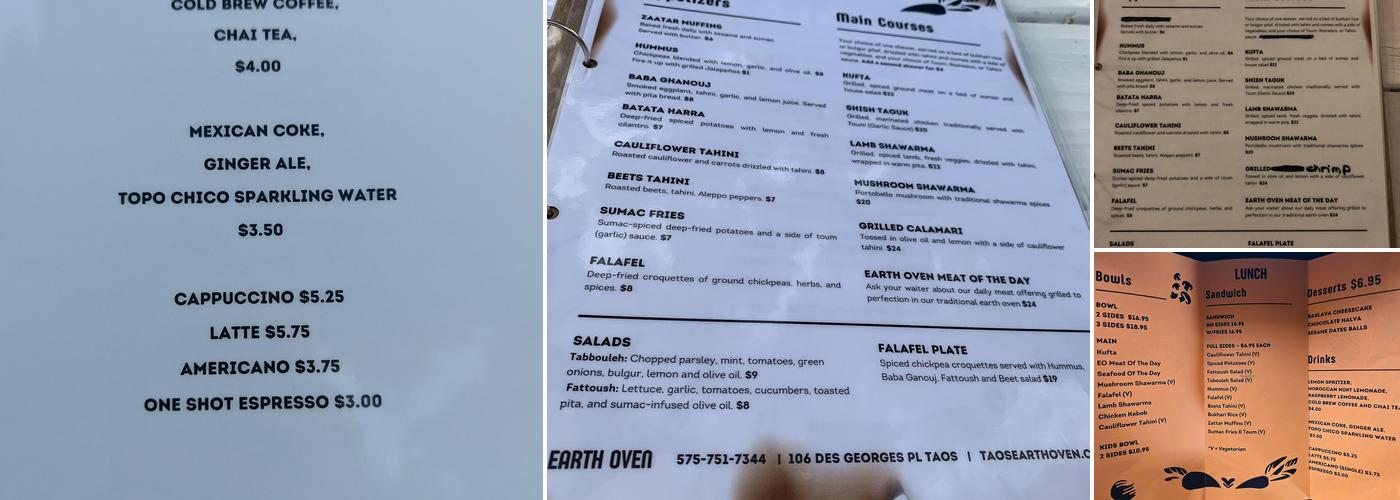 The Earth Oven Menu