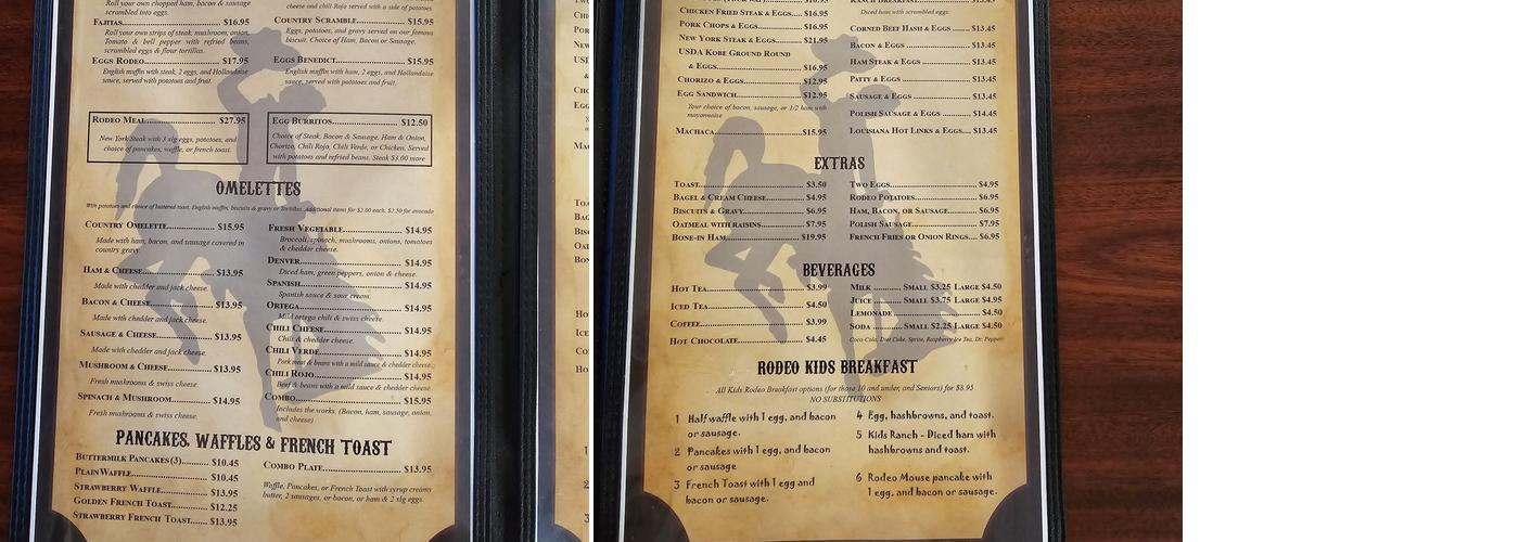 Rodeo Cafe Menu