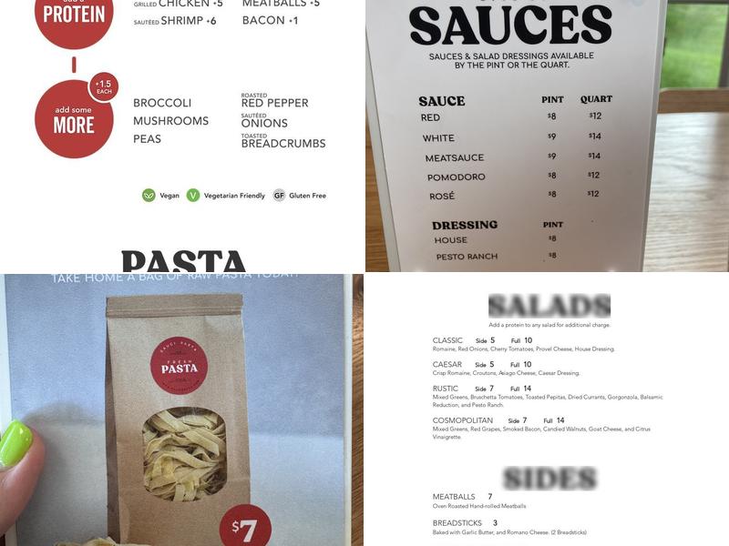 Sauci Pasta Menu