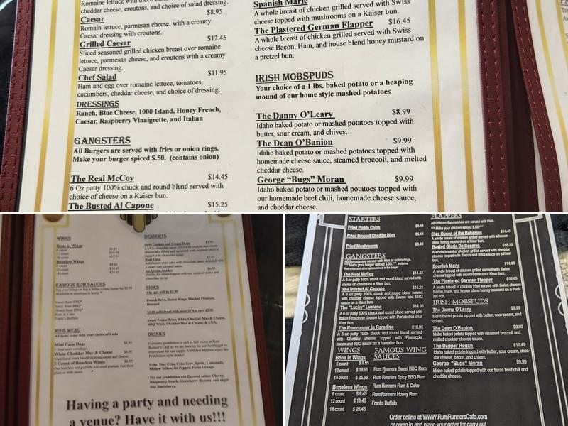 Rum Runners Cafe Menu