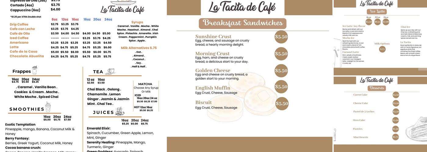 La Tacita de Café Menu