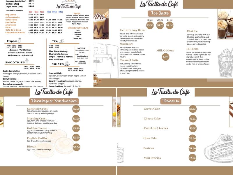 La Tacita de Café Menu