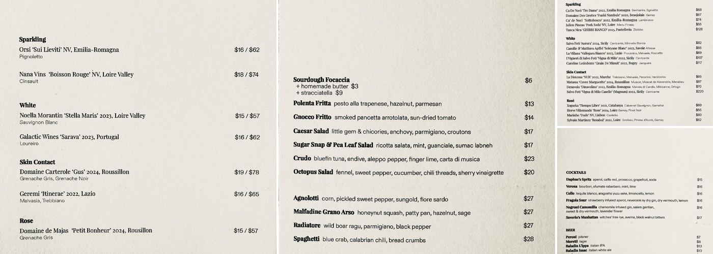 Daphne's Menu
