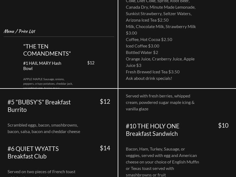 Breaking Bread Menu
