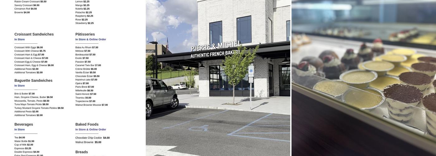 Pierre & Michel Authentic French Bakery Menu