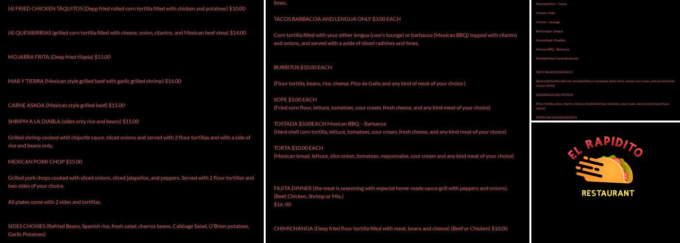El Rapidito Restaurant Menu