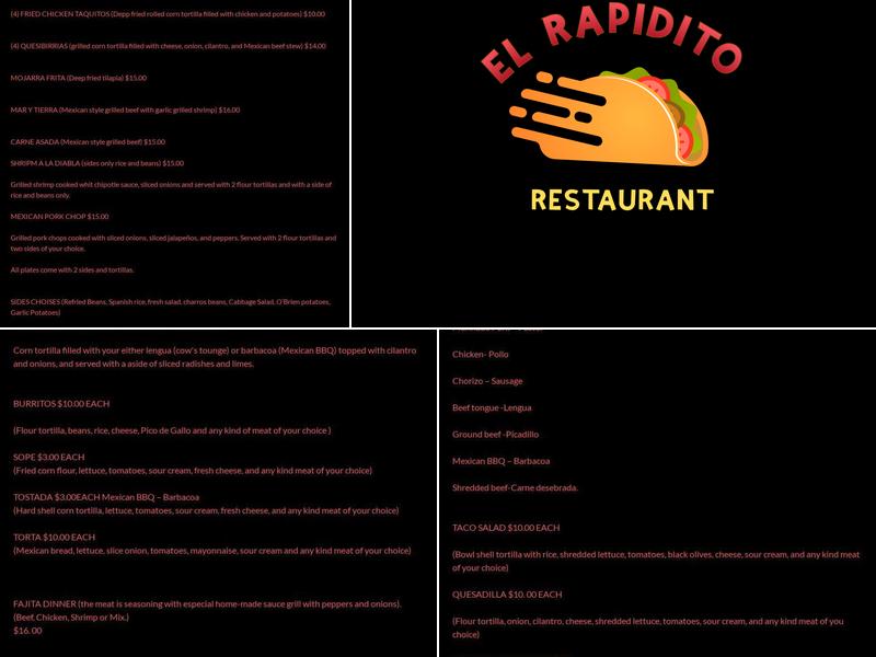 El Rapidito Restaurant Menu