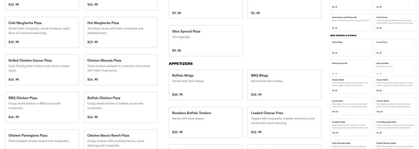 Fratello’s Pizza & Pasta Menu