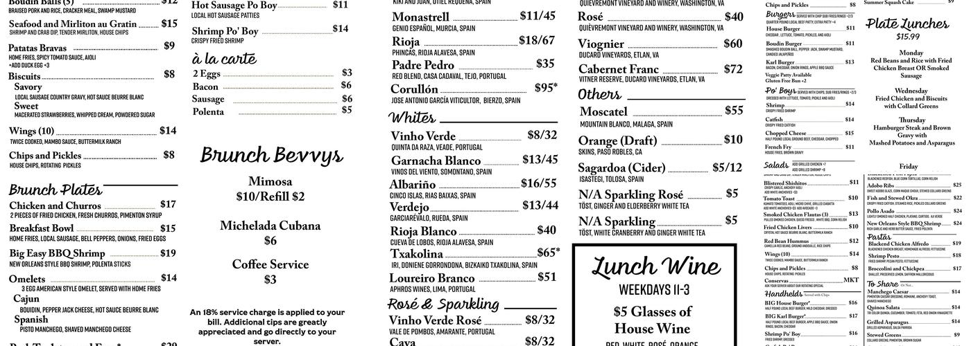 New Iberia Kitchen Menu