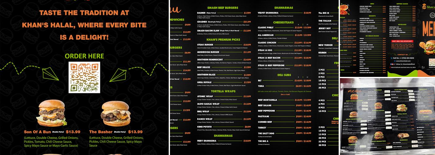 Khans Halal Menu