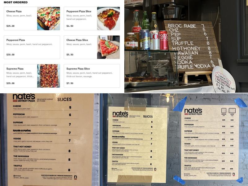Nate's Detroit Pizza Menu
