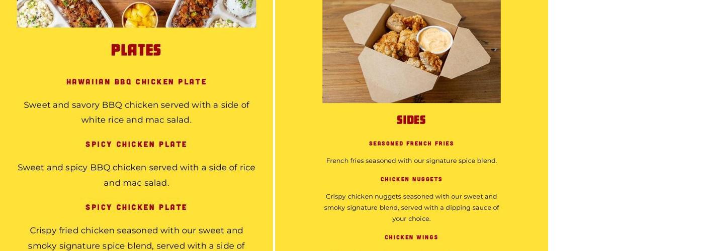 Big Daddy's Hawaiian BBQ (Brooklyn) Menu