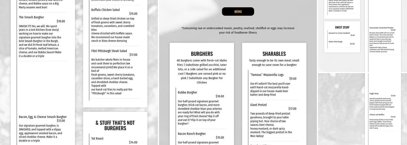 Bubba's Kitchen + Bar Menu