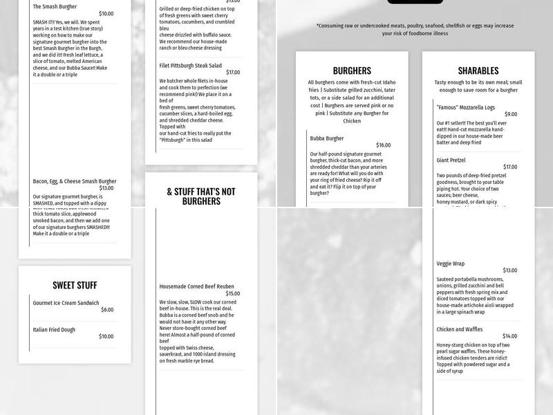 Bubba's Kitchen + Bar Menu