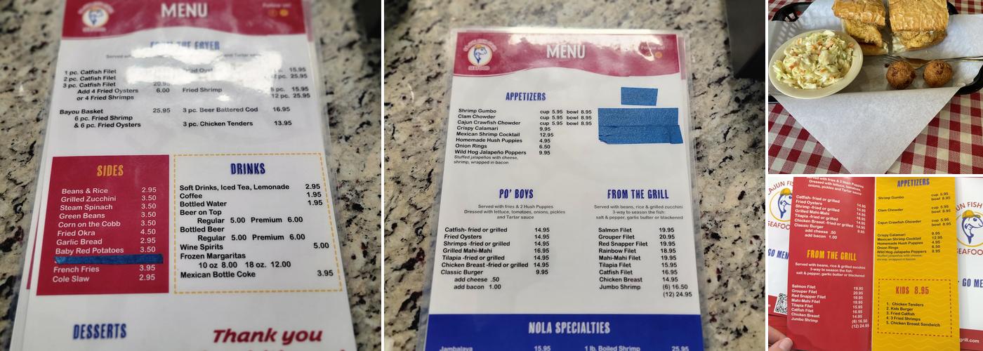 Cajun Fish Grill Menu