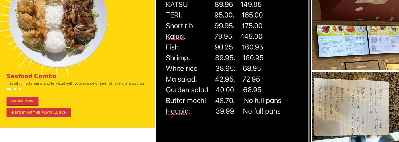 L&L Hawaiian Barbecue Menu