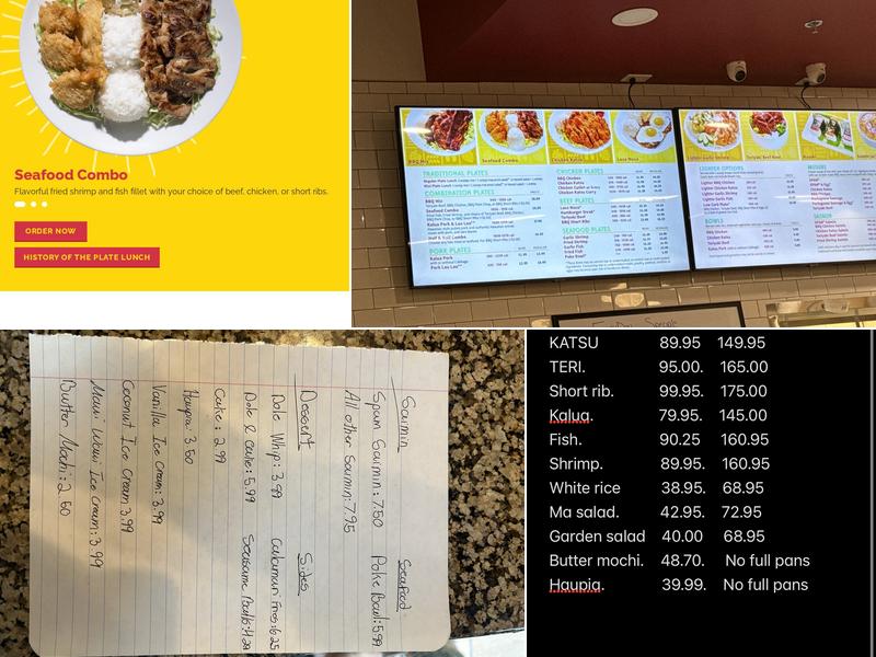 L&L Hawaiian Barbecue Menu