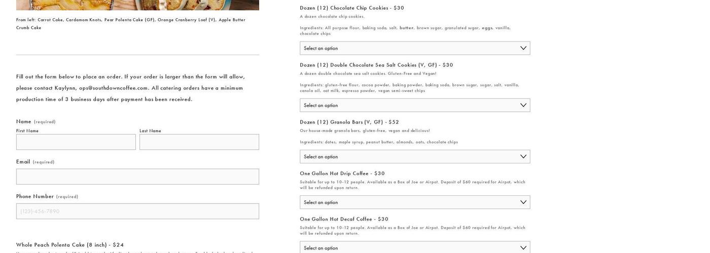 Southdown Coffee - Point Lookout Menu