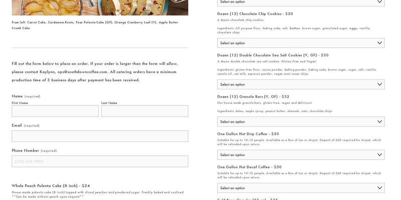 Southdown Coffee - Point Lookout Menu