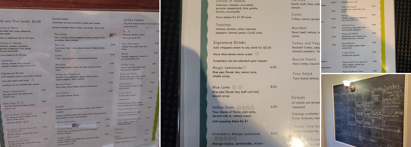 Eclipse Gaming Cafe Menu