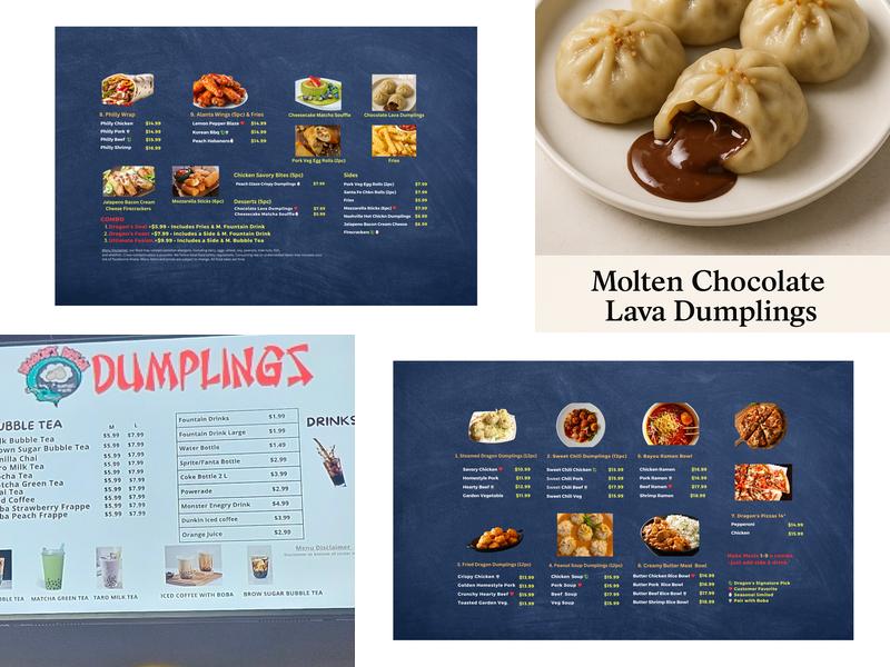Dragon's Dream Dumplings Menu
