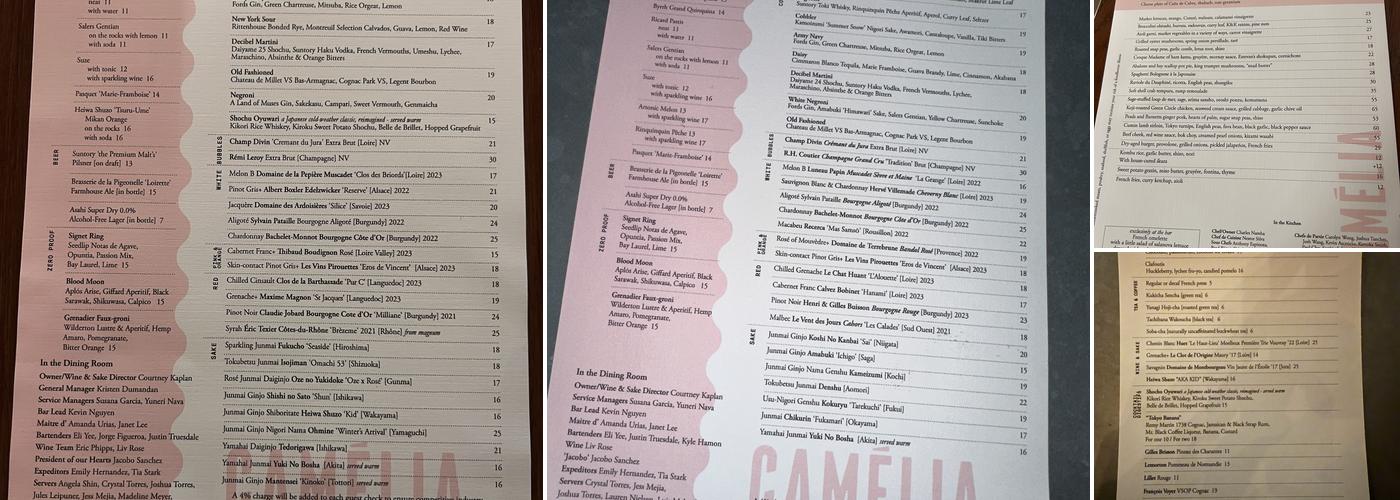 Camelia Menu
