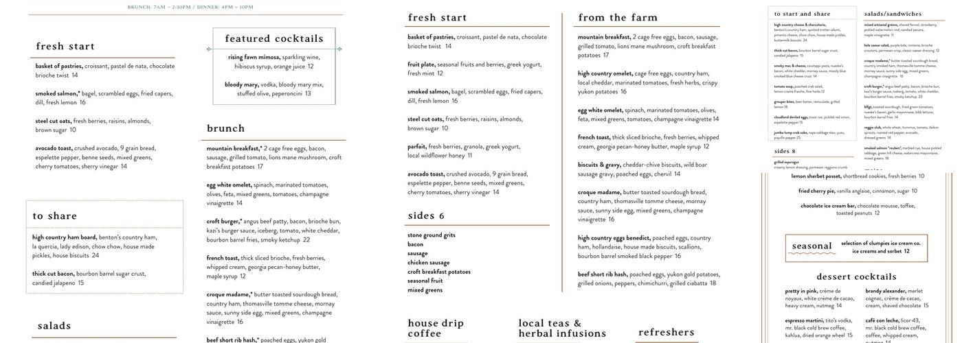 Croft Menu
