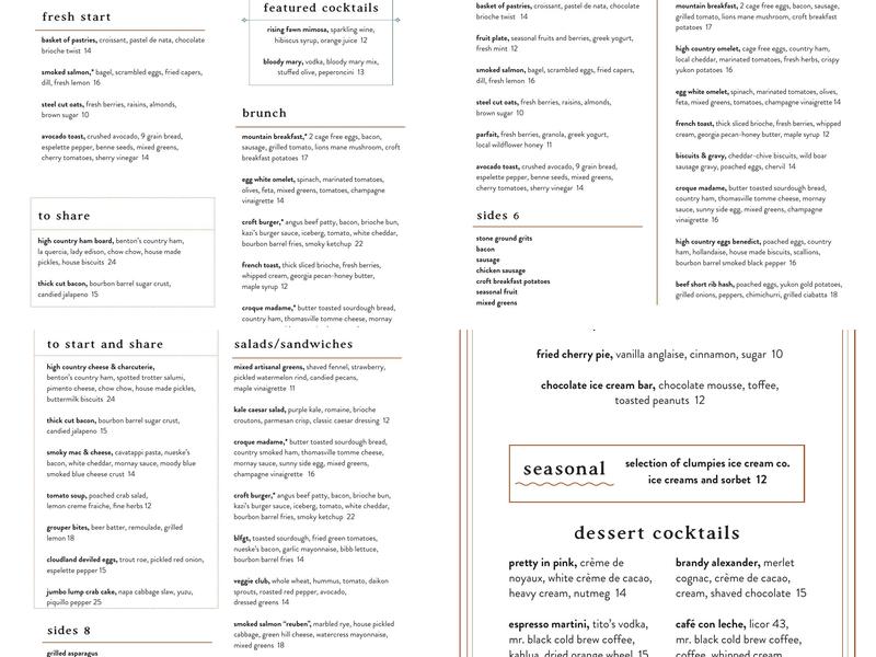 Croft Menu