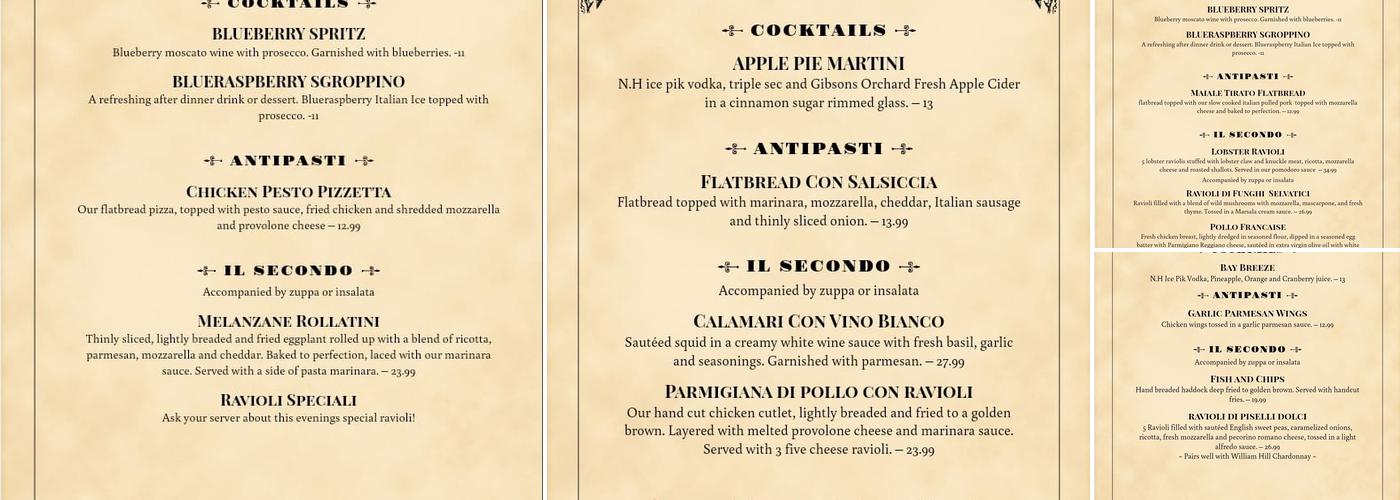 Dolce Della Nonnas Menu