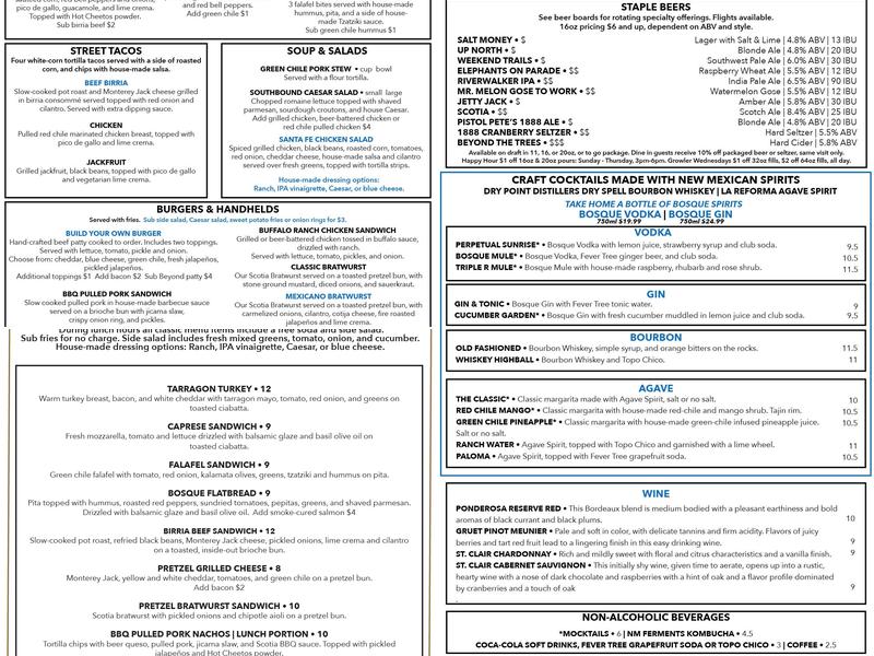 Bosque Brewing Co. West Menu