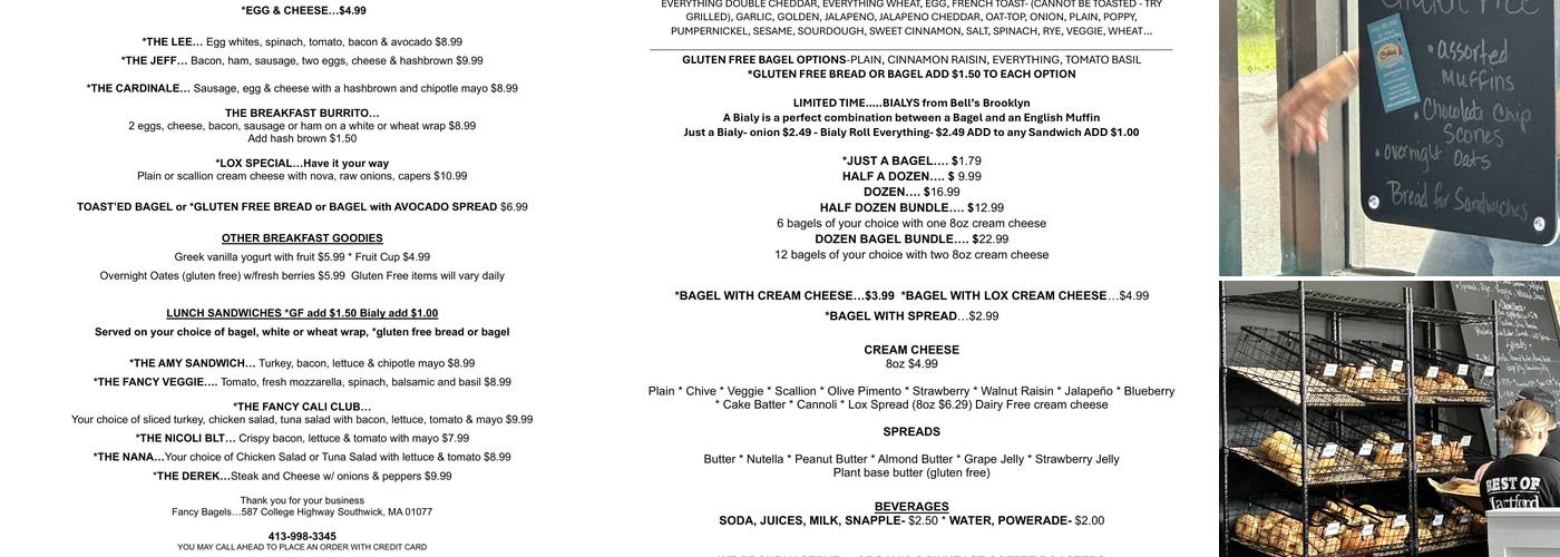 Fancy Bagels Southwick Menu