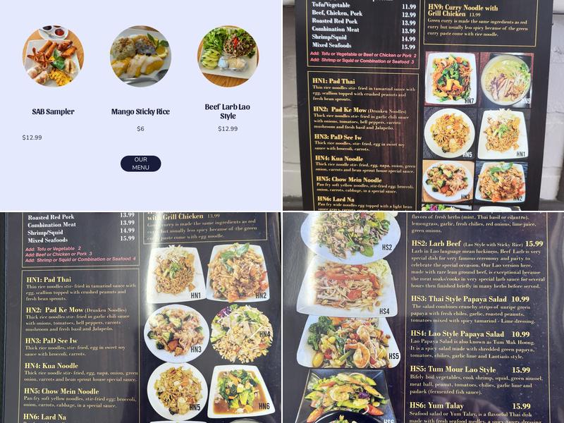 Sab Fried Rice Menu