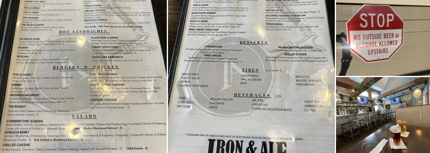 Iron & Ale at Wintergreen Resort Menu