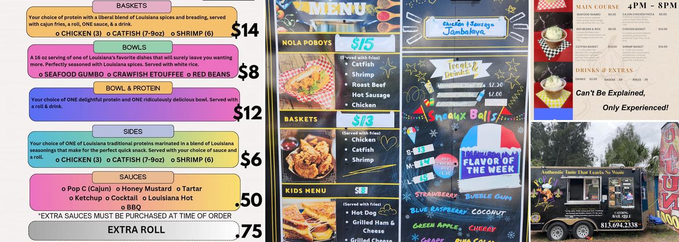 Pop C's Louzanne Kitchen Menu