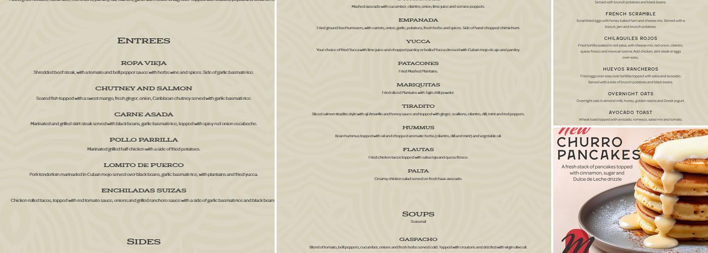 Mirabella Cocina Latina Menu