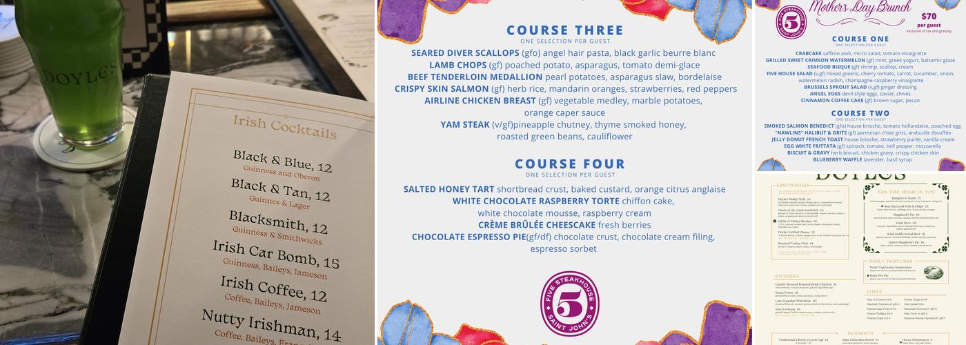 Doyles Irish Pub Menu