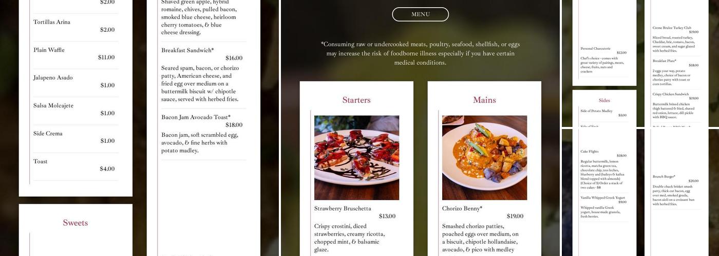 Brunch Bliss & Bubbles Menu