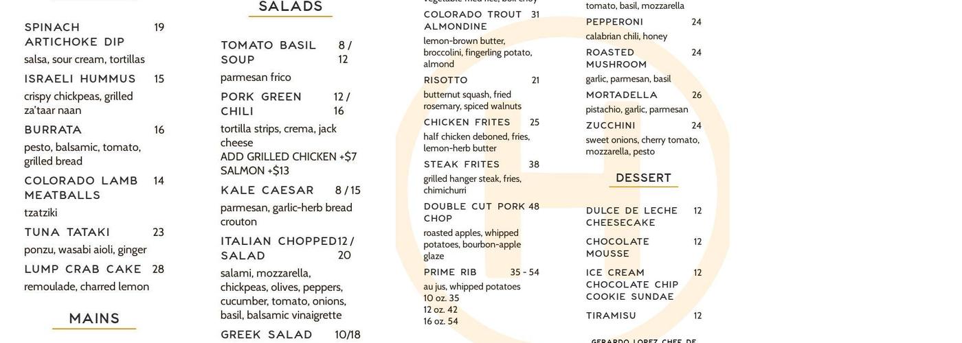 Harison's Menu