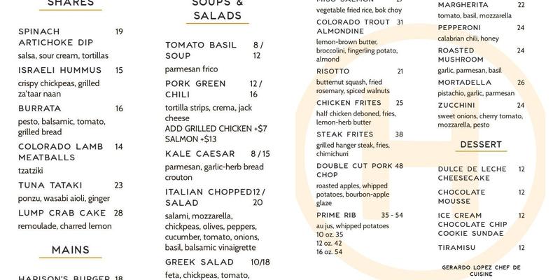 Harison's Menu