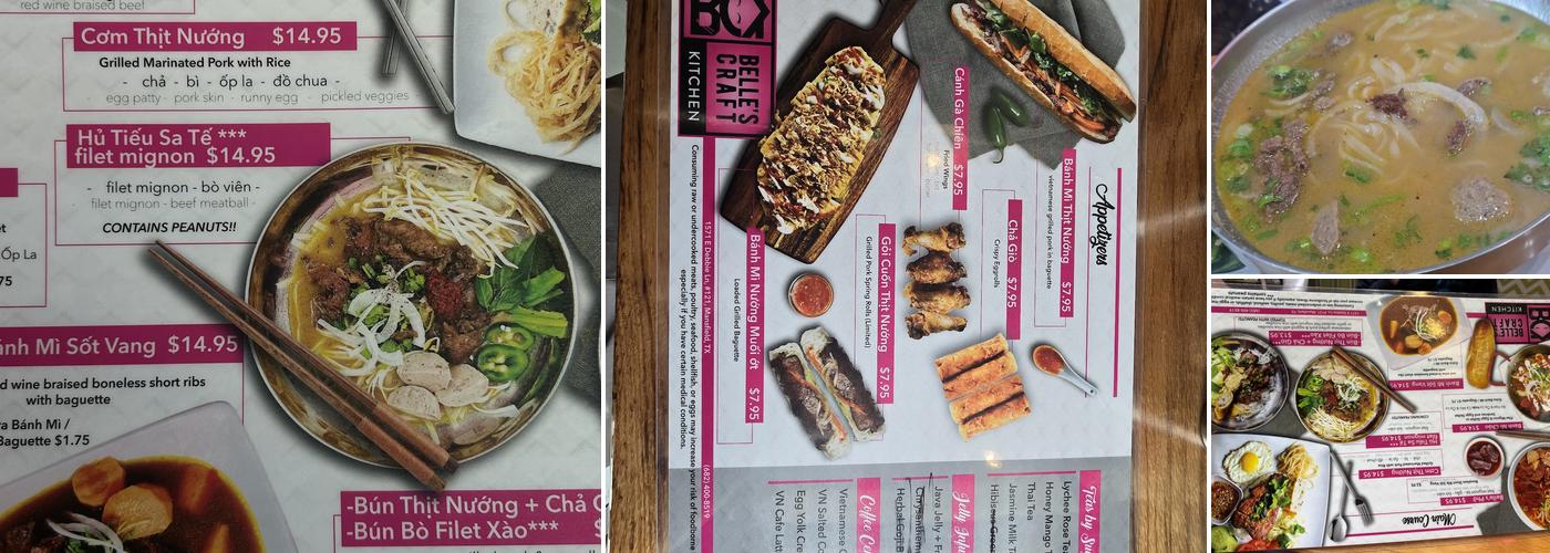 Belle's Craft Kitchen Menu